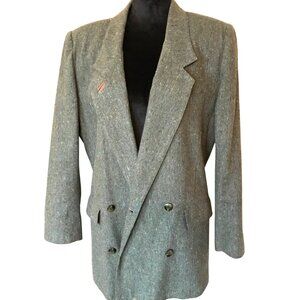 Together Wool Blend Jacket: Vintage 80s Donegal Tweed Tan Brown Blazer 12M